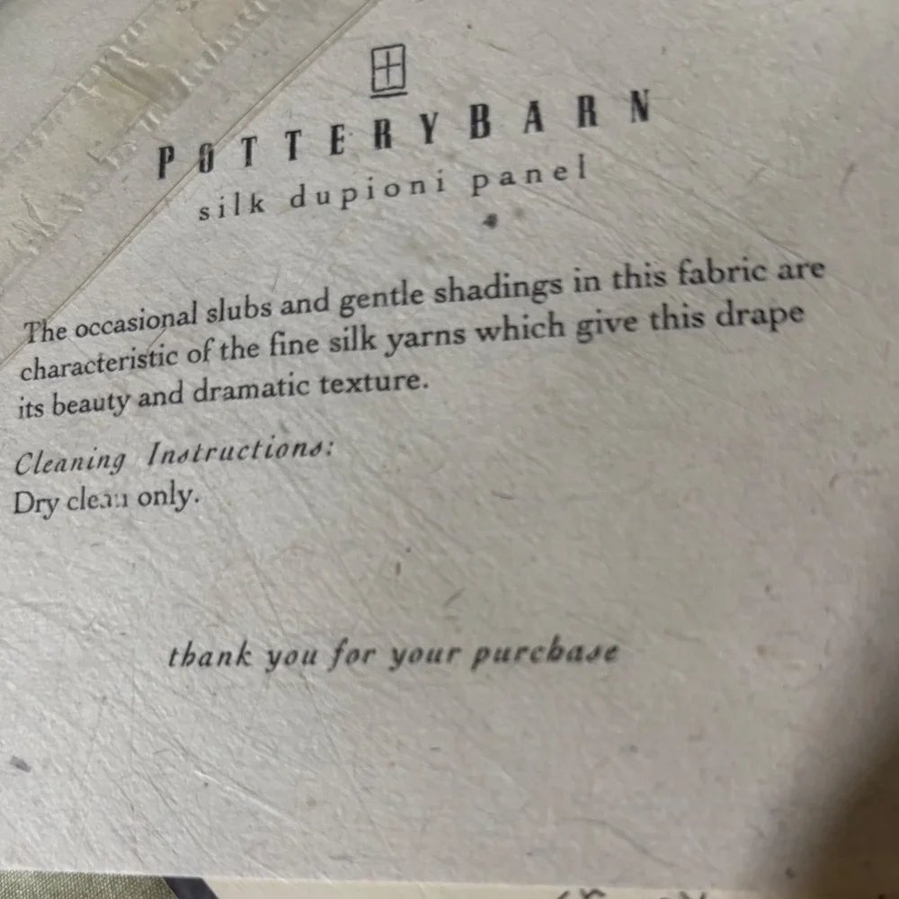 Pottery Barn Silk Dupioni Drape Sage Green 50x108 Pole Pocket Curtain Panel‎ NEW